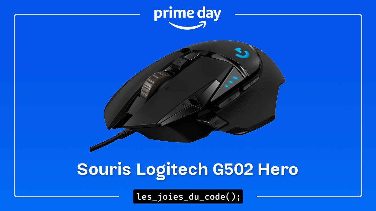 Souris filaire Logitech G502 HERO noire, capteur HERO 25K et boutons programmables