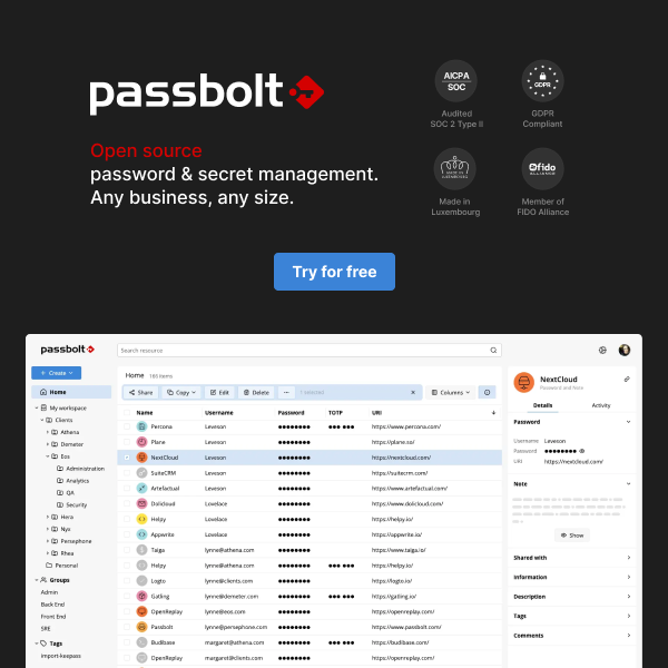 Découvrez Passbolt, le gestionnaire de mots de passe open source et gratuit pour les équipes