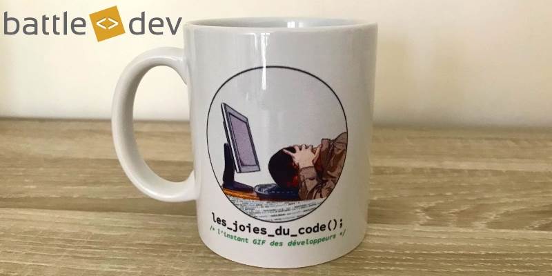 Tente de remporter un mug Les joies du code en t’inscrivant à la BattleDev !