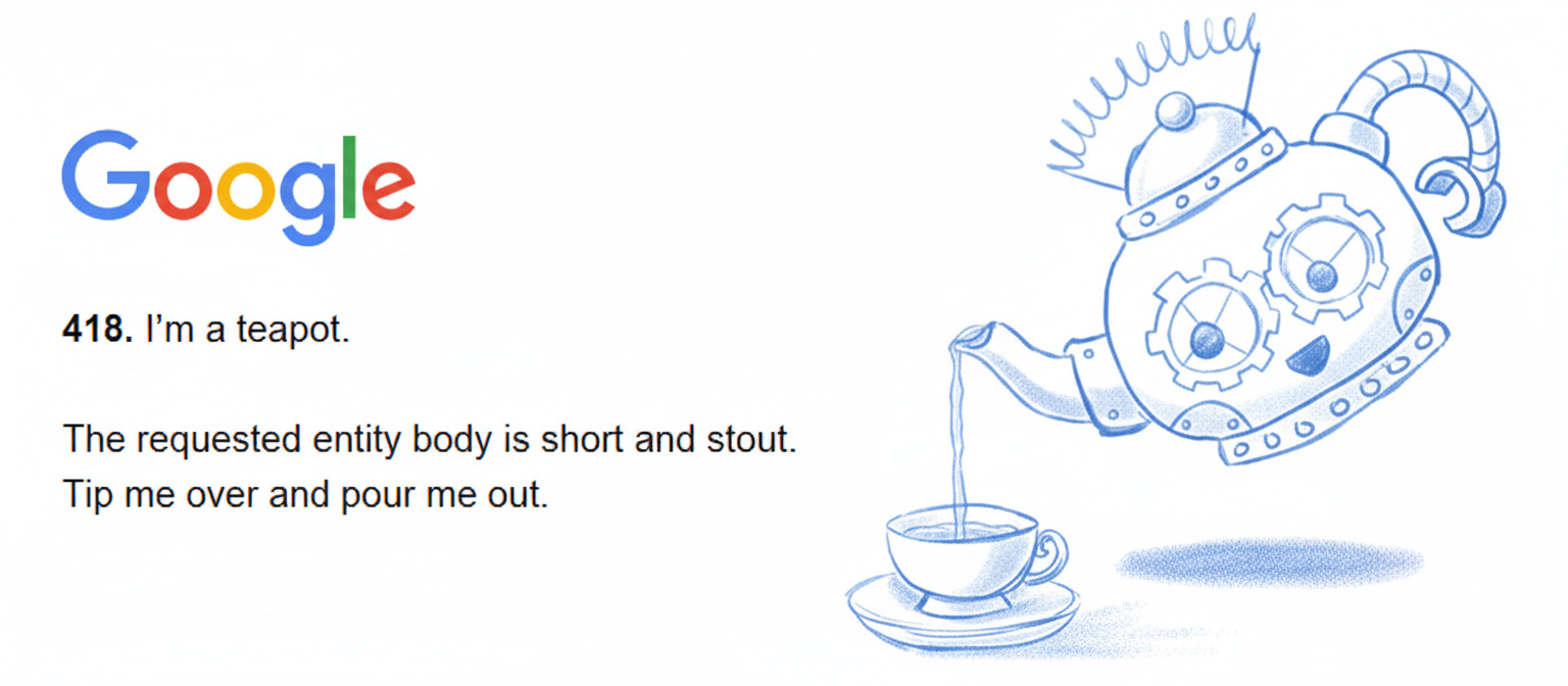 i'm a teapot google page