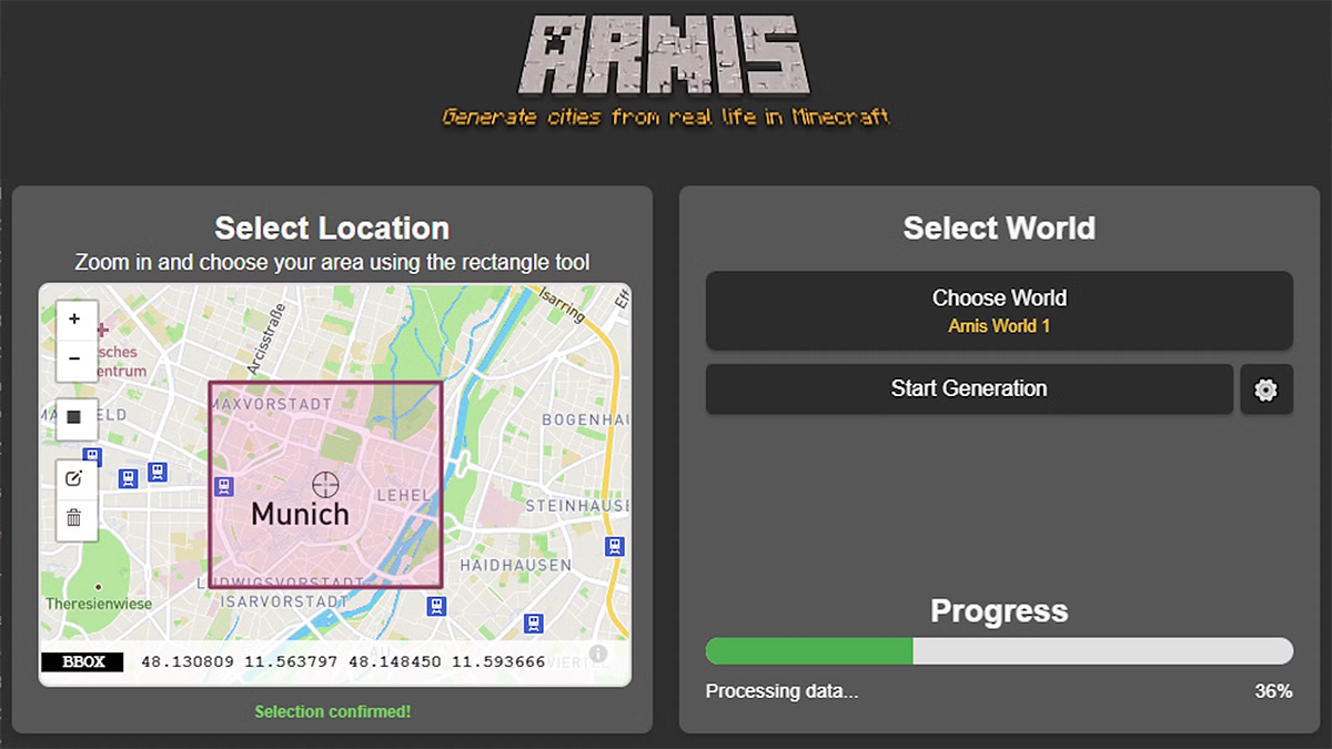 Génération d'une carte dans Arnis
