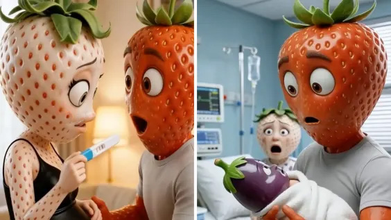 Extraits d'une vidéo débilisante avec des fruits humanisés, sur fond de tromperie